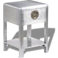 Berkfield Home Aviator End Table with 1 Drawer Vintage Aircraft Airman Style in Silver