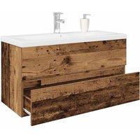 Berkfield Home Sink Cabinet with Built-in Basin & Faucet Old Wood in Brown