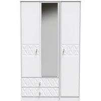 Ready Assembled 2 U Memphis Triple Mirror Wardrobe with 2 Drawers (Ready Assembled) in White