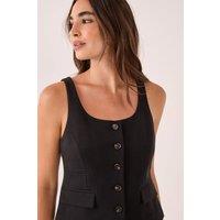 NastyGal Women's Tailored Scoop Neck Button Through Waistcoat in Black | Size: 8