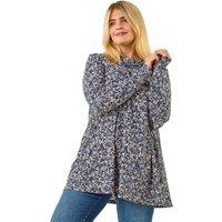 Roman Women's Curve Spot Print Cowl Neck Top in Blue | Size: 16