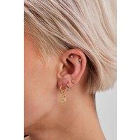 Inicio Women's 14K Real Gold Plated Rose Quartz Charm Hoop Earrings
