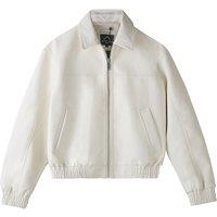 OUTTA BOX Women's Women's PU Zip-Up Jacket with Elastic Hem in Beige | Size: Medium