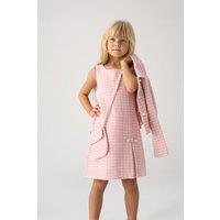 Miss Girl's Tweed Check Jacket, Dress & Bag Set in Pink | Size: 4 Years