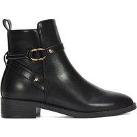 XY London Women's 'Mollie' Low Block Heel Ankle Boots With Strap Detail in Black | Size: 8
