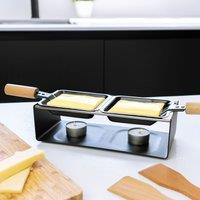 Menkind Treat Factory Raclette Set Double-Sided Non-Stick Delight For Interactive Dining in Black