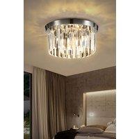 Living and Home Luxury Crystal Column Flush Mount Ceiling Light with Chrome Frame in Silver