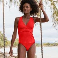 Lands' End Women's Plunge V-neck Tankini Top in Red | Size: 8
