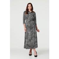 Izabel London Women's Dotty Print 3/4 Sleeve Shirt Dress in Black | Size: 16