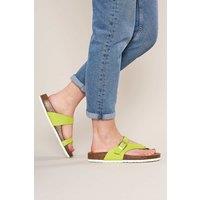 Moshulu Women's 'Wilma Bright' Colourful Cork Footbed Sandals in Light Green | Size: 8