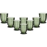 Dibor Set of 8 Vintage Luxury Spring Summer Green Embossed Short Whiskey Glass Tumblers Wine Goblets Wedding Gift 290ml | Size: 8 Pack
