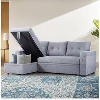 Living and Home 3-Seater Upholstered Corner Sofa Bed with Storage in Grey