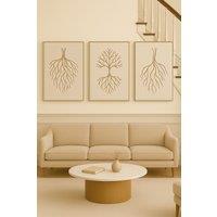 Mafett Set of 3 Beige Abstract Canvas Wall Art Modern Neutral Prints | Size: W18 x H24