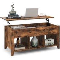 Costway Lift Top Coffee Table Modern Wooden Lift Top Dining Cocktail Table Living Room in Brown