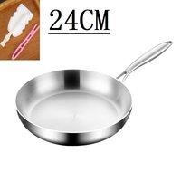 VOGREX Kitchen 316 Stainless Steel Frying Pan Non-Stick Pan Fried Steak Pot Uncoated in Silver | Size: 10ft