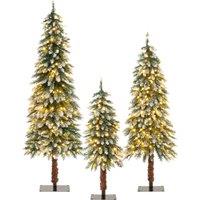 Gymax 3 FT/ 4 FT/ 5FT Pre-Lit Snowy Christmas Tree With 129/ 231/ 369 Tips Xmas Tree in Green | Size: 3 Pack