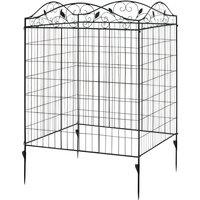 Costway 4 Panels Steel Decorative Garden Fence Folding Wire Patio Fences in Black