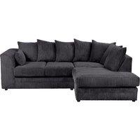 SquareBoxx Lennox Jumbo Cord Corner Sofa Right Hand Facing Chaise in Black