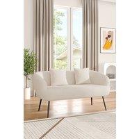 White Teddy Fabric Loveseat