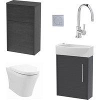 Balterley Cloakroom Suite Right Hand Vanity WC Toilet Tap Set 440mm - Graphite in Blue