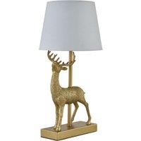 First Choice Lighting Grace - Gold Stag Table Lamp with White Shade