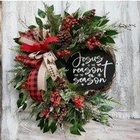 Leaper 45CM Christmas Vine Wreath Decoration Hanging Ornament in Green