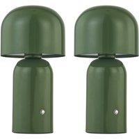 First Choice Lighting Christina - Sage Green LED Rechargeable Touch Table Lamps Twin Pack