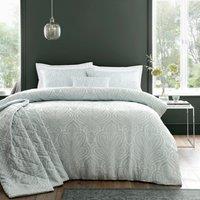 Portfolio Home Montpellier Duvet Cover Set Quilt Bedding Pillowcase in Green | Size: Single