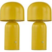 First Choice Lighting Christina - Yellow LED Rechargeable Touch Table Lamps Twin Pack