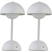 First Choice Lighting Eleanor - White LED Rechargeable Touch Table Lamps Twin Pack