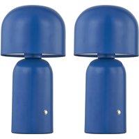 First Choice Lighting Christina - Navy Blue LED Rechargeable Touch Table Lamps Twin Pack