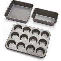 Morphy Richards Muffin Tin, Square Cake Tin & 2lb Loaf Tin in Grey