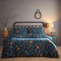 Portfolio Home Dalby Robins Holly Duvet Cover Quilt Set with Pillowcase in Blue | Size: King