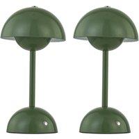 First Choice Lighting Eleanor - Sage Green LED Rechargeable Touch Table Lamps Twin Pack