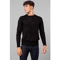 French Connection Men's Crew Neck Long Sleeve Knitted Jumper in Black | Size: 2XL