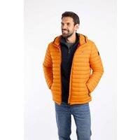 Weird Fish Men's Flete Lightweight Showerproof Padded Hooded Jacket in Pale Orange | Size: Small