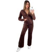Brown Velour Tracksuit - Long Sleeve Hooded Top And Jogging Bottoms