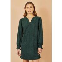Yumi Women's Green Cord Tunic With Ruched Sleeve | Size: 16