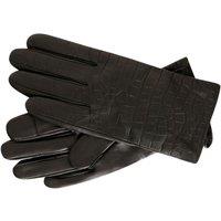 Barneys Originals Women's Crocodile Patterned Leather Gloves in Black | Size: Medium/Large