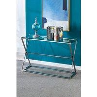 Living and Home Modern Glass Rectangular Side Table with Metal Base in Clear