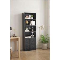 Living and Home Wooden Bookcase Storage Shelf Organiser Unit with Cabine in Black