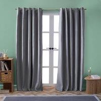 OHS Pinsonic Velvet Ready Made Eyelet Curtains in Charcoal | Size: 168 cm width x 229 cm drop