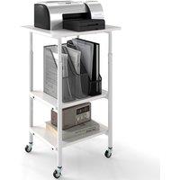 Costway Height Adjustable Printer Stand 3-Tier Printer Cart w/Shelves in White