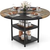 Costway Round Wooden Kitchen Table Dining Table w/ Storage Shlef