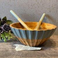 Hartsmede Nakkashi Hand Carved Serving Bowl Set With Spoons Deco Grey