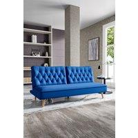 Living and Home 2-Seater Sofa Convertible Upholstered Sofa Bed in Blue