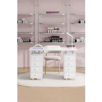 Fashion Manicure Table Nail Desk with Nail Wrist Cushion & 8 Drawers For Spa Beauty Salon & Home