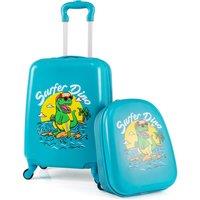 Costway 2 Pieces Kid Luggage Set 16 Carry-on Suitcase & 13 Backpack in Blue