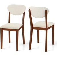 Costway Sherpa Dining Chairs Set of 2 Modern Dining Chair w/Padded Seat in Walnut