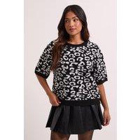 Dorothy Perkins Women's Petite Mono Short Sleeve Jumper in Black | Size: Large
